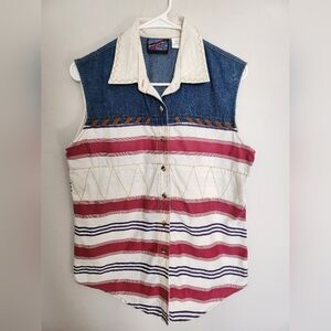 Ranch & Town  Panhandle Slim Women's Size M 100% Cotton Sleeveless Western Top